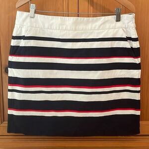 Tommy Hilfiger red, white, blue striped, lined cotton mini skirt, size 12